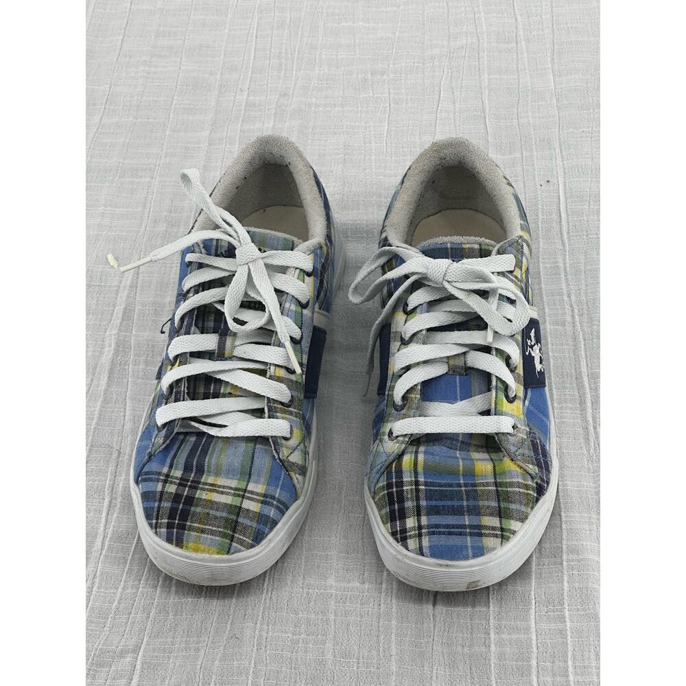 Beverly Hill Polo Club Canvas Sneakers Lace up Blue White Yellow 10 - Picture 2 of 9